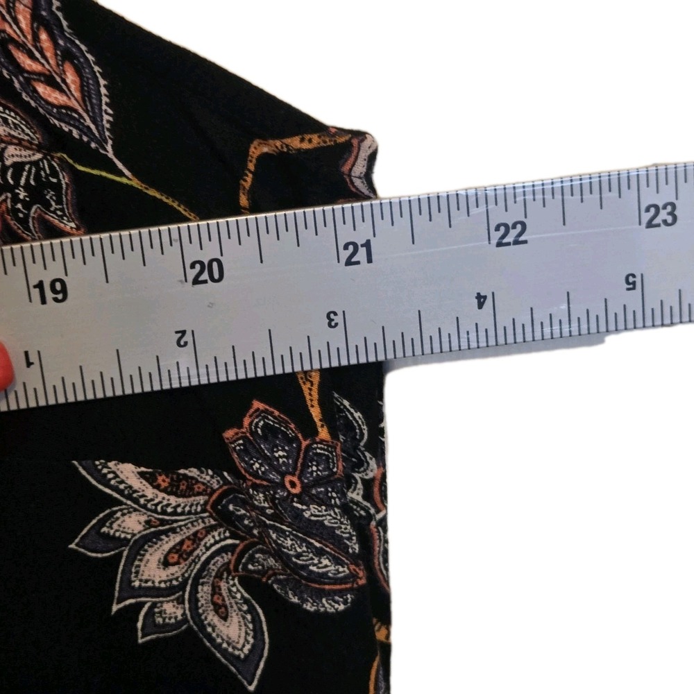 NWT J Jill Sleeveless Ladies Blouse Size L Petite Black Orange Crepe V Neck - Picture 7 of 12